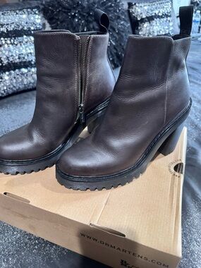 Dr. Martens Dark Brown Leather Lug Heel Ankle Boots